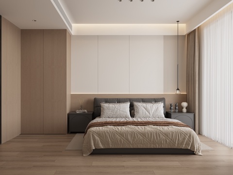  意式简约主卧室3d模型 