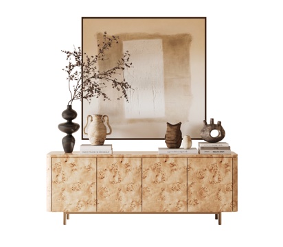  侘寂风边柜3d模型 