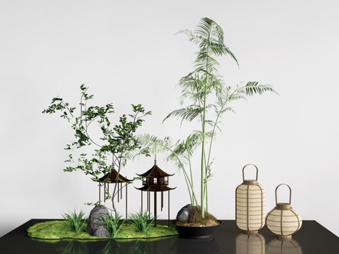  现代景观植物 盆景 盆栽 植物花草su模型 