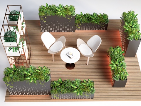 现代景观花箱 外摆花箱 植物花箱su模型