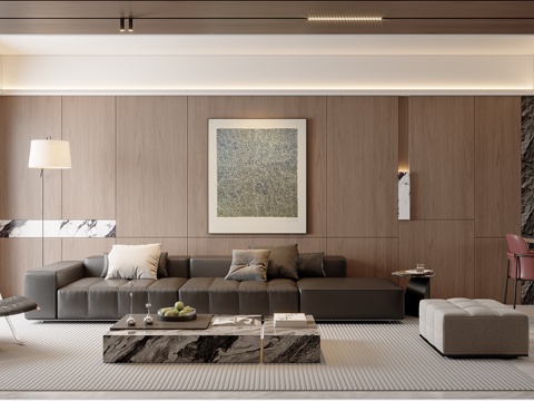  意式轻奢简约客餐厅3d模型 