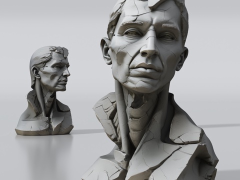  现代人物雕塑su模型 