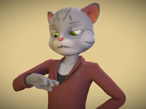  拟人化猫角色su模型 