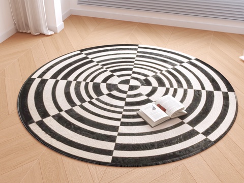  现代圆形地毯su模型 