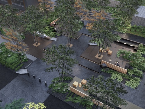 现代林下广场 休闲广场 街角广场su模型