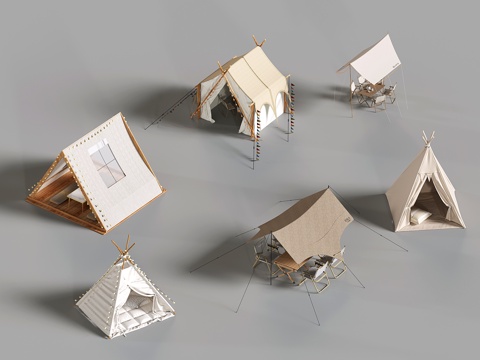  现代户外帐篷 天幕 露营帐篷 野营帐篷su模型 