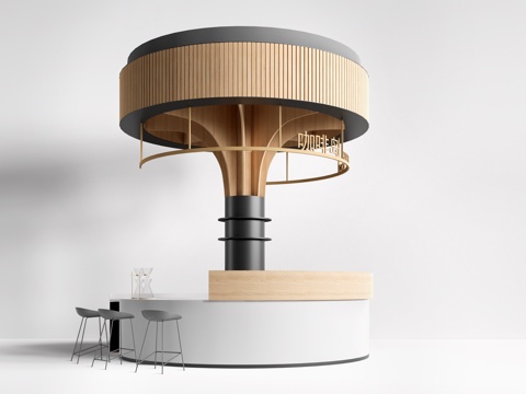 现代圆形咖啡吧台 圆形服务台 圆形收银台su模型