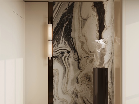  意式轻奢玄关su模型 