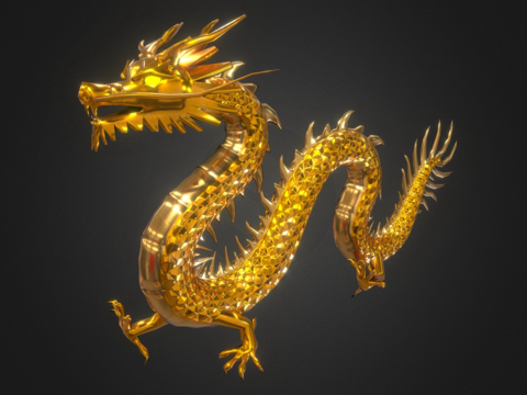  中式黄金龙含PBR工作流程su模型 