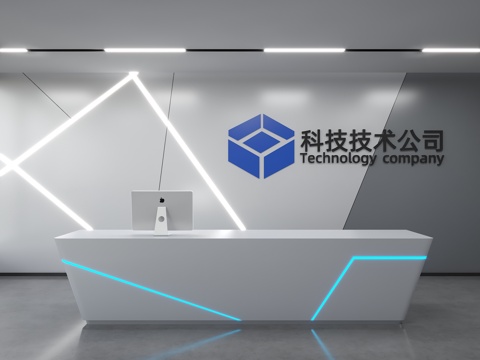  现代背景墙 前台背景墙 公司形象墙 接待背景墙 科技背景墙3d模型 
