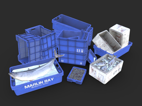渔用塑料箱su模型