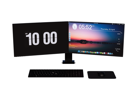  台式电脑 PC 双联屏su模型 