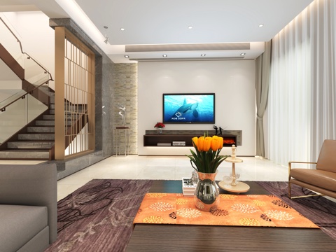  现代风格 客厅 餐厅 客餐厅 家具3d模型 