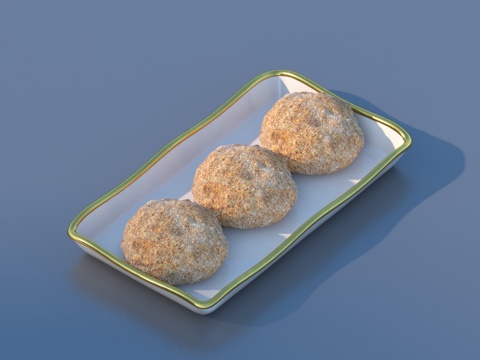  大饼 面包 饼干 食物3d模型 