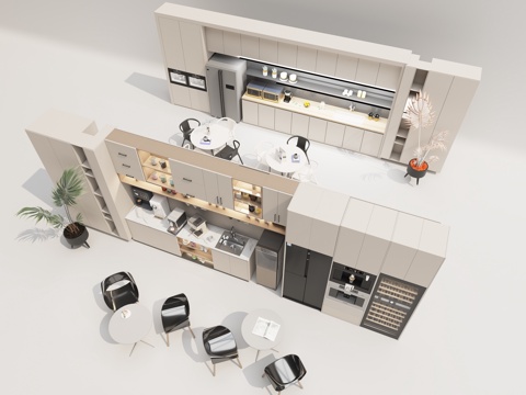 现代茶水间 茶水柜3d模型