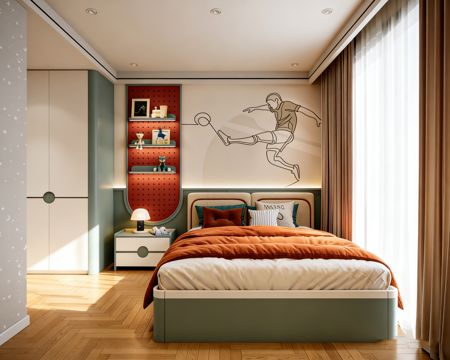 现代创意色彩儿童房 特色衣柜 置物架洞洞板 玻璃视窗儿童衣柜3d模型