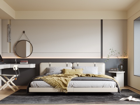  现代意式卧室su模型 