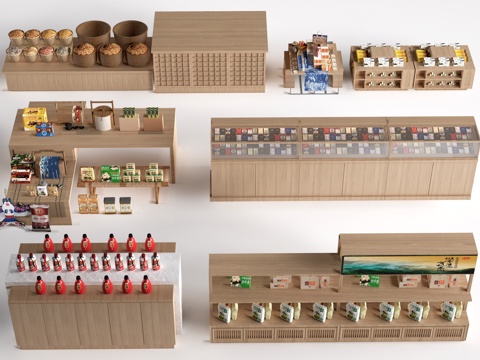  现代文创展台 文创展柜 文创展架 民俗小品su模型 