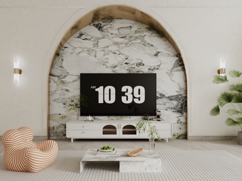 现代异形电视背景造型墙3d模型