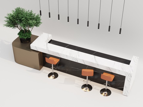  吧台接待台3d模型 