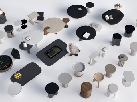  现代茶几 客厅茶几su模型 