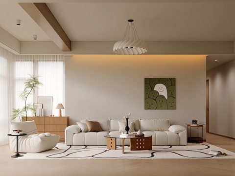  现代简约家居客厅 沙发组合 单人椅 休闲椅 花瓶 摆件3d模型 