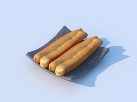 油条 早餐 中餐 美食 食物3d模型 
