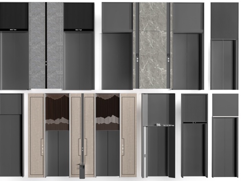  现代电梯厅 电梯门 电梯轿厢 升降电梯su模型 