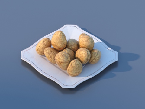  核桃 坚果 食品3d模型 