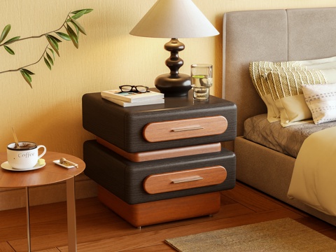 床头柜 边柜 储物柜 摆件 台灯3d模型