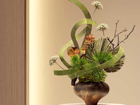  现代花瓶花艺插花su模型 