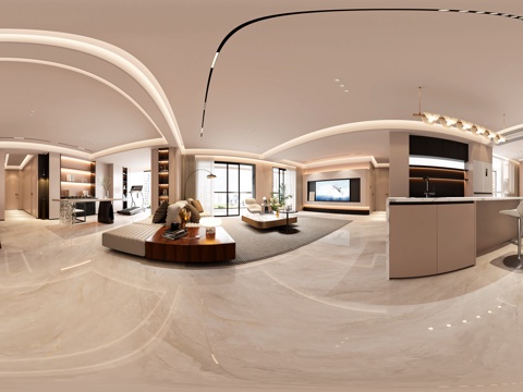  现代客餐厅玄关吧台品茶区大平层 