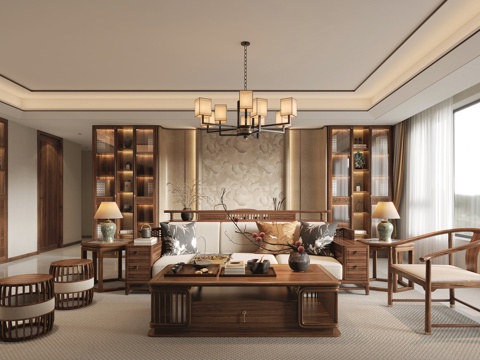 新中式客餐3d模型3d模型