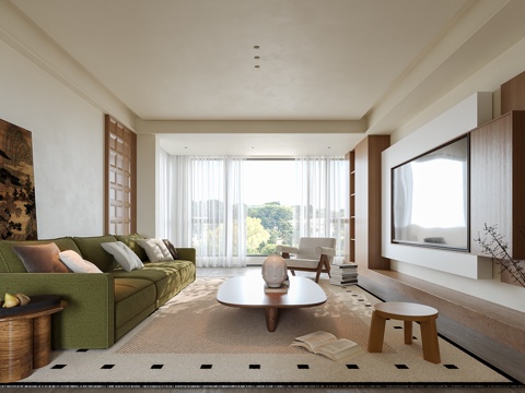  中古风客厅su模型 