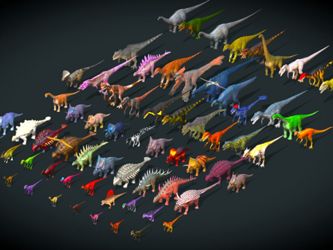 低多边形真实巨型恐龙包1su模型