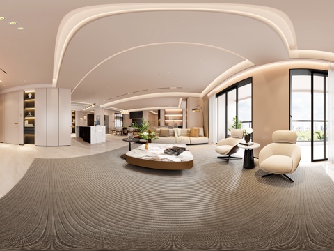  现代客餐厅玄关吧台大平层 