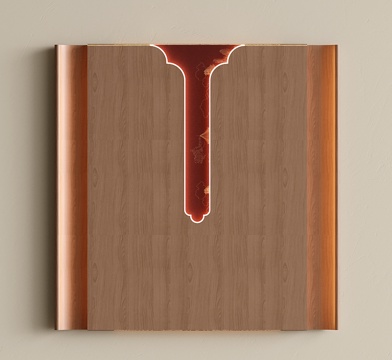  新中式玄关背景墙 圆弧背景墙su模型 