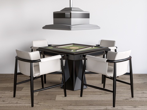  现代麻将桌 棋牌桌 娱乐桌椅su模型 