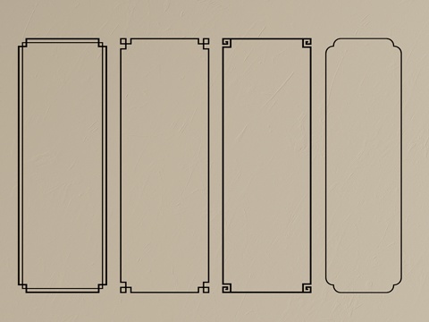  新中式线条 吊顶角花 顶角线su模型 