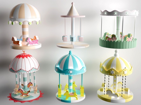 现代旋转木马 儿童游乐设施su模型