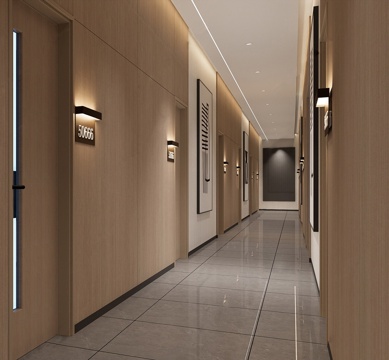  现代酒店过道 酒店走廊 酒店玄关su模型 