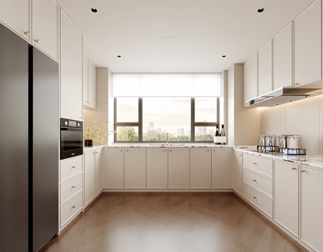 法式家居厨房 橱柜 厨具 冰箱 烤箱3d模型