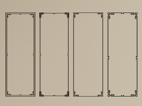  新中式线条 吊顶角花 顶角线su模型 