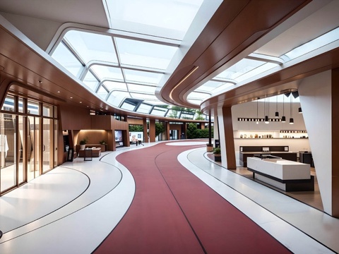  现代商场过道 商场大厅 商场店铺su模型 