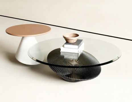  现代茶几 茶几组合 圆茶几 玻璃茶几3d模型 
