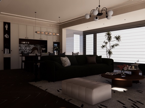  客餐厅 衣帽间 家装 客厅 阳台 茶室su模型 