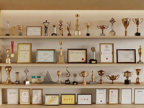 现代简约奖杯奖牌3d模型