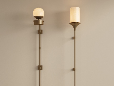  现代金属壁灯 长条壁灯 艺术壁灯 走廊壁灯 工装壁灯su模型 