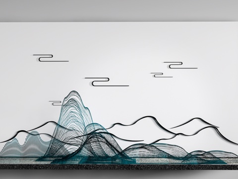  新中式背景墙 造型墙 形象墙 景墙su模型 