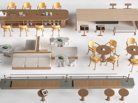  现代休闲桌椅 休闲沙发 洽谈区桌椅 阅读桌椅su模型 